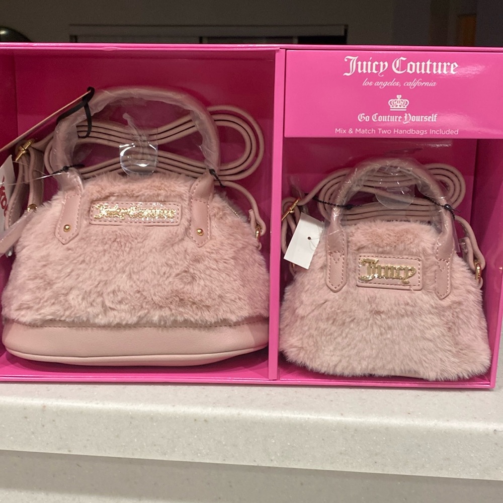NWT Mommy and Me Baby Pink Fuzzy Juicy Bags